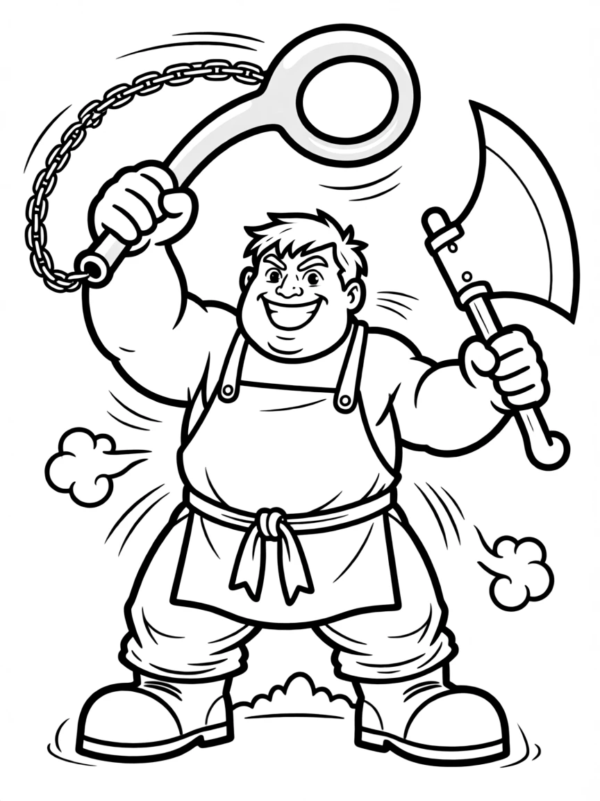 Dota 2's Pudge throwing his meat hook with cleaver ready