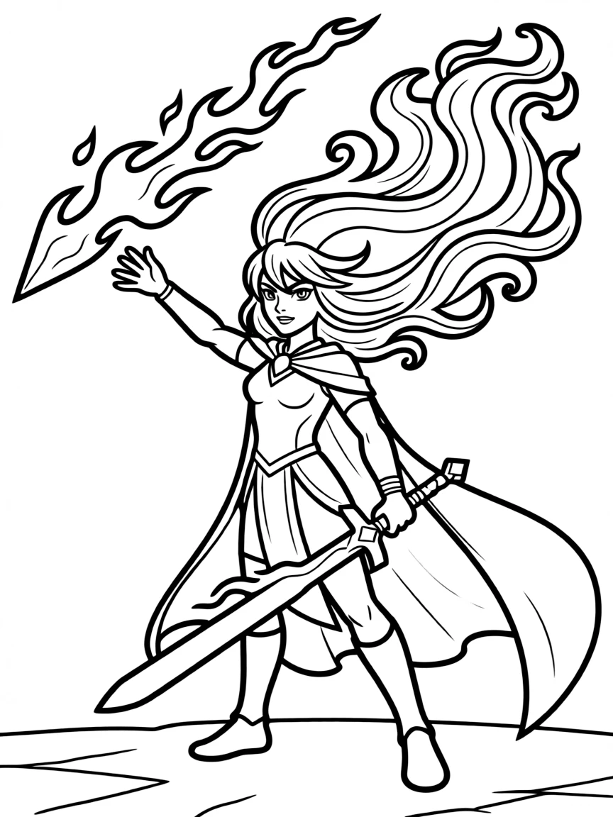 Dota 2's Lina casting a Laguna Blade with fiery hair