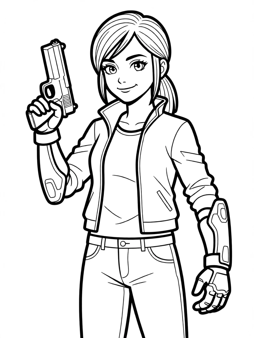 Alyx Vance from Half-Life with gravity gloves and pistol