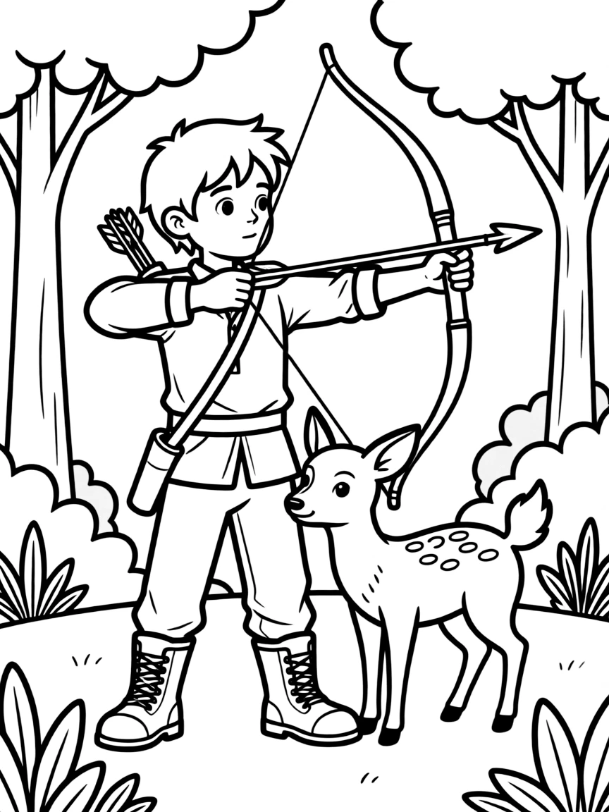 Hunter with animal companion and bow drawn