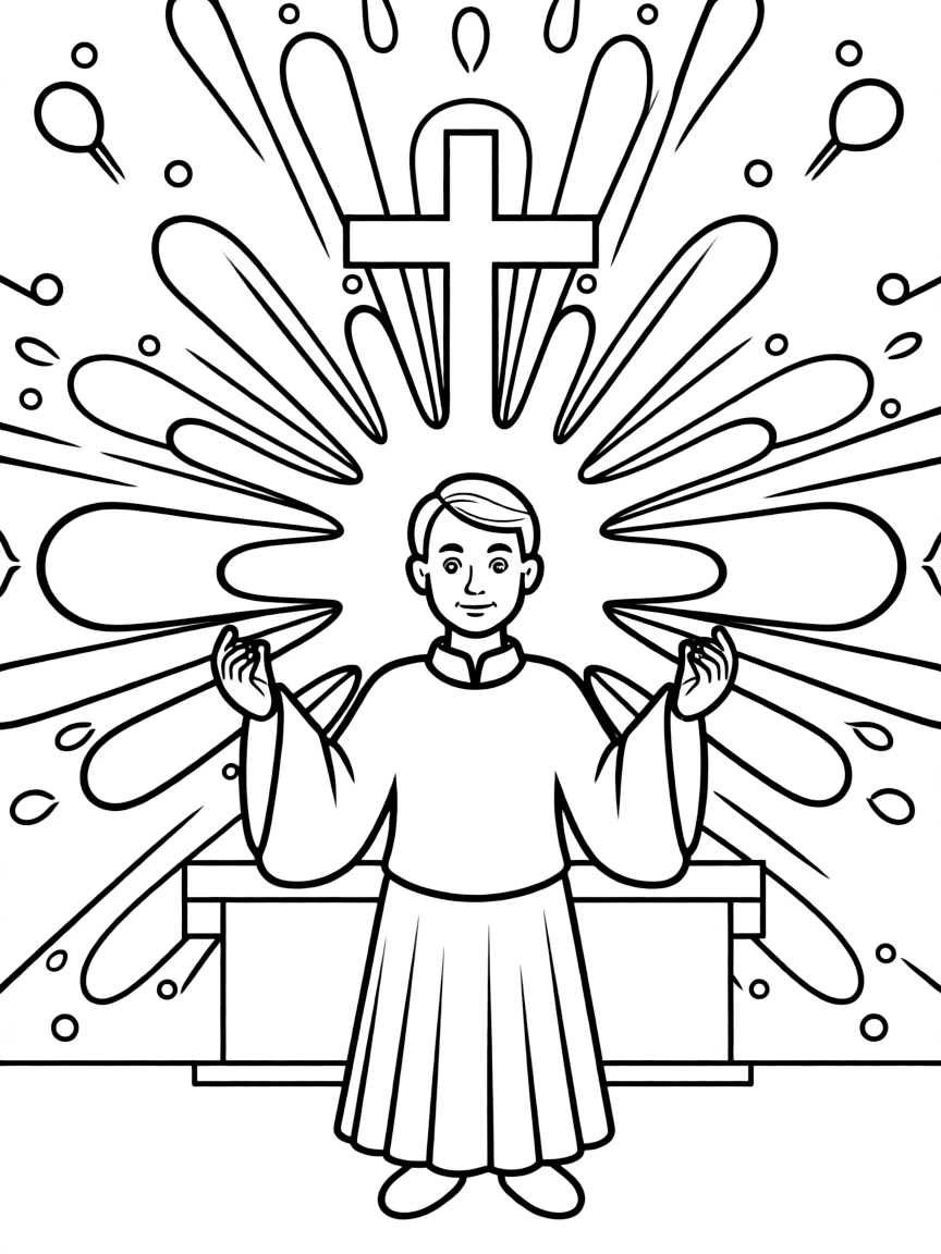 Priest with Holy Nova radiating outward