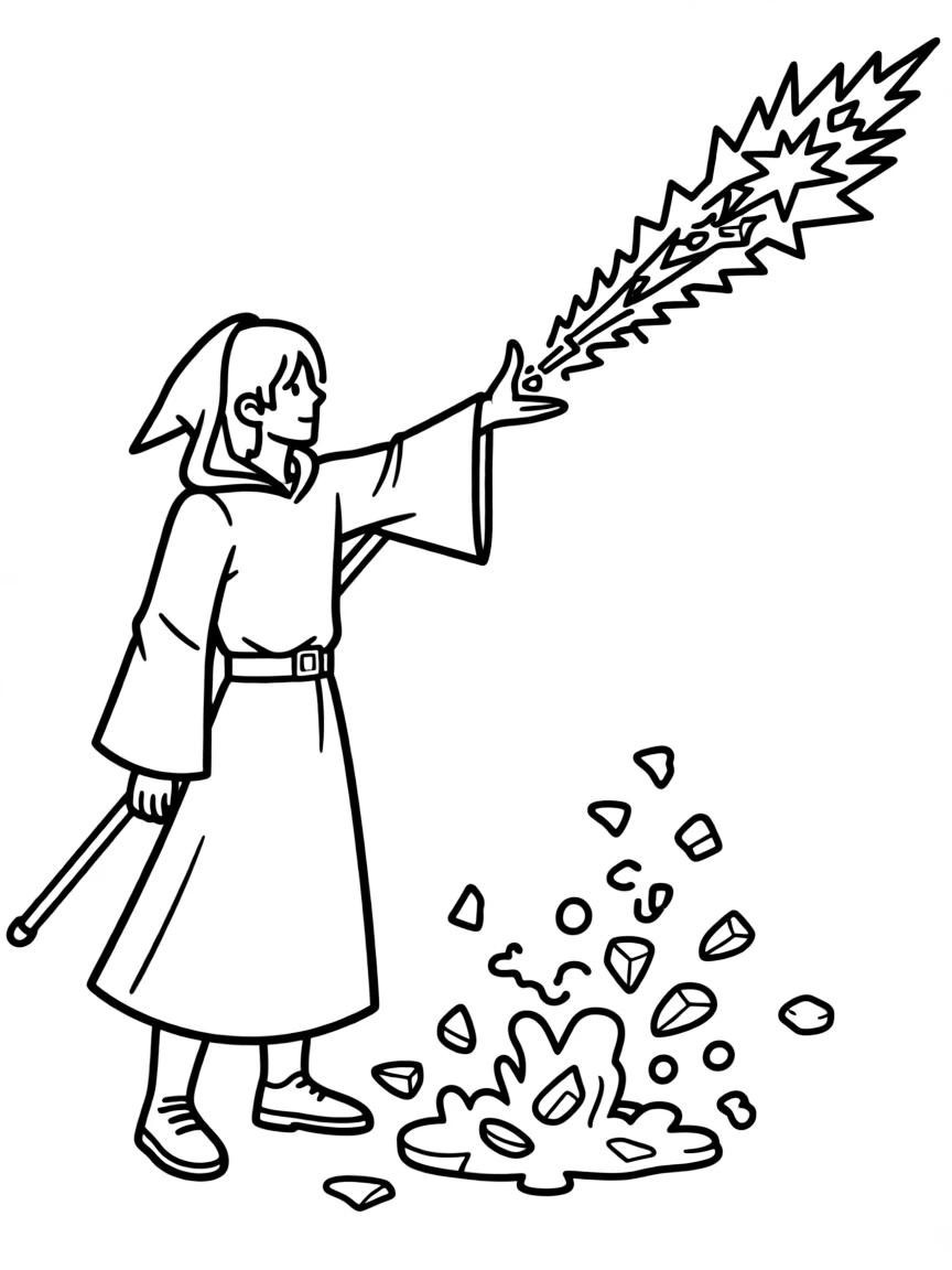 Wizard from Diablo casting disintegrate beam