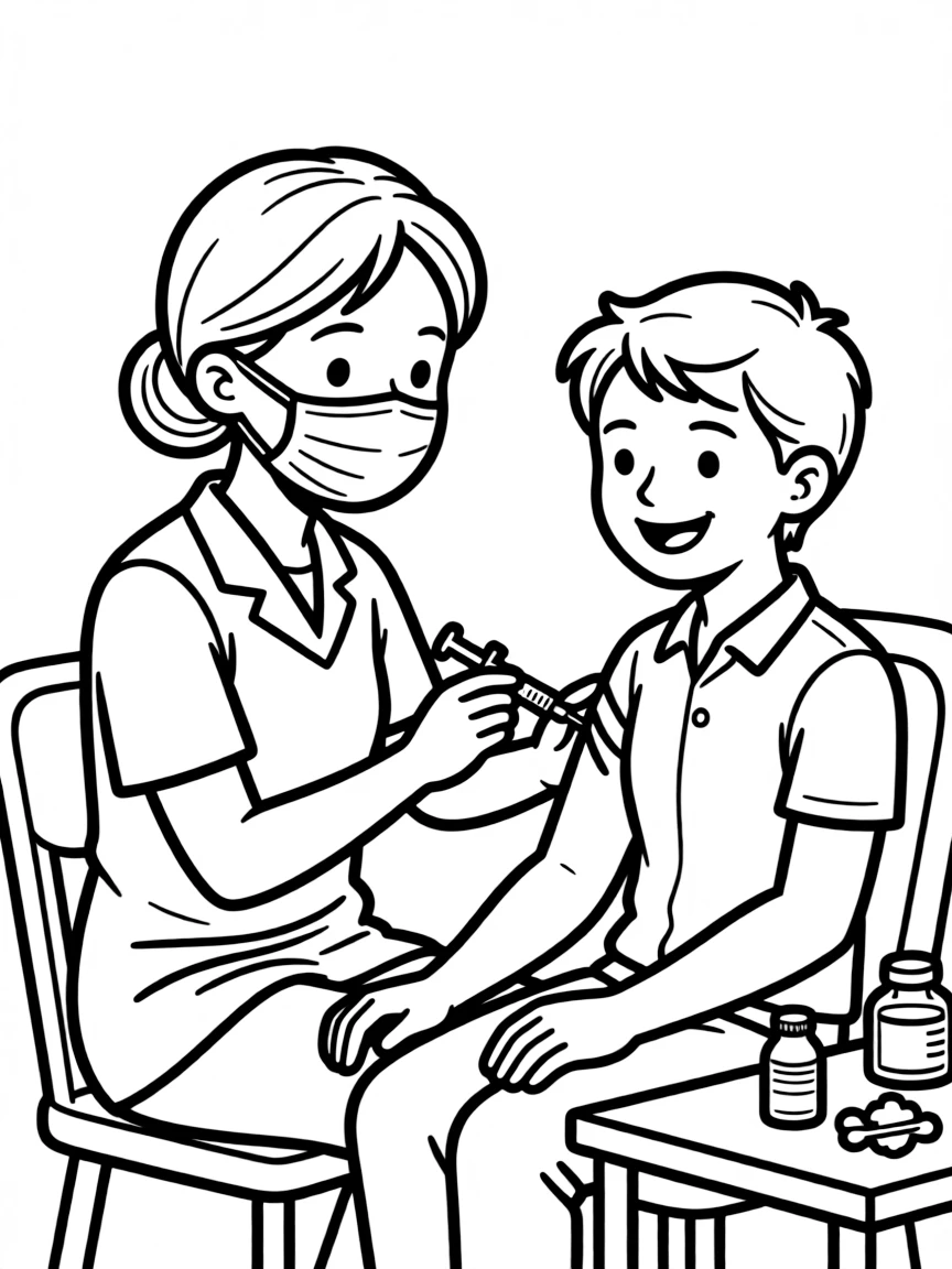 A healthcare worker administering a vaccine to a patient