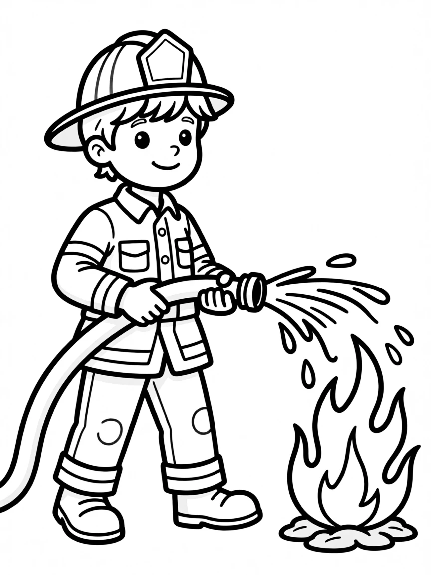 A firefighter using a hose to put out a fire