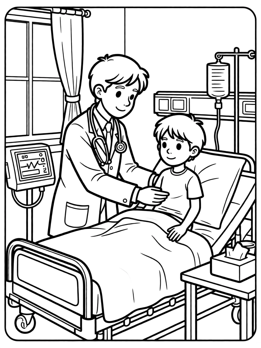 An emergency room doctor treating a patient