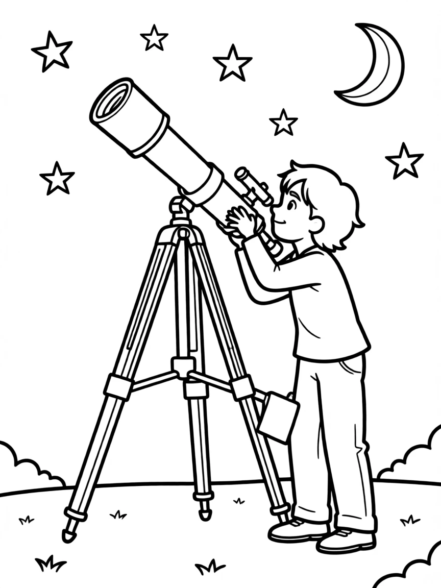 An astronomer observing stars through a telescope
