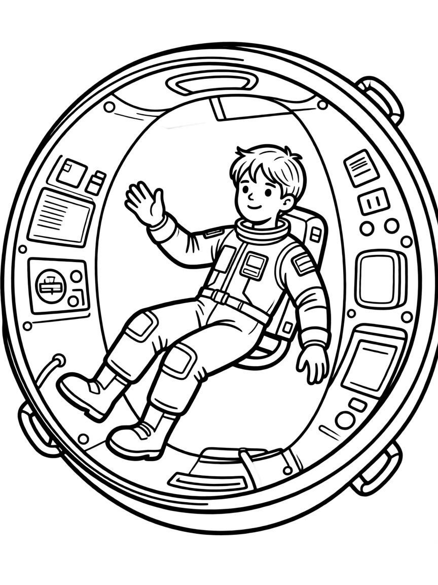 An astronaut training in a zero-gravity simulator