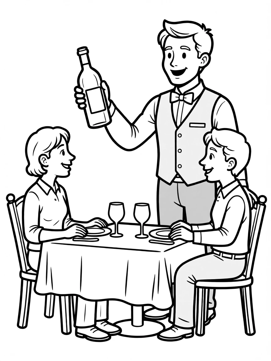 A sommelier presenting a wine bottle to restaurant guests