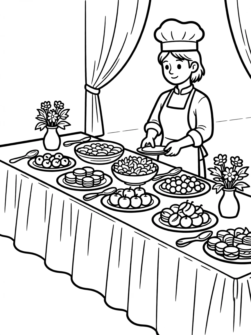 A caterer setting up an elegant buffet for an event