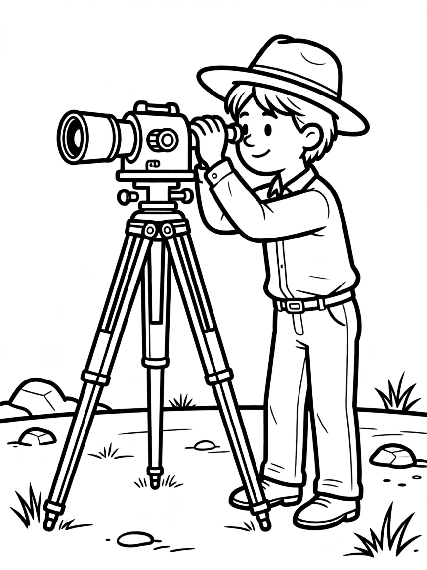 A surveyor using equipment to measure land