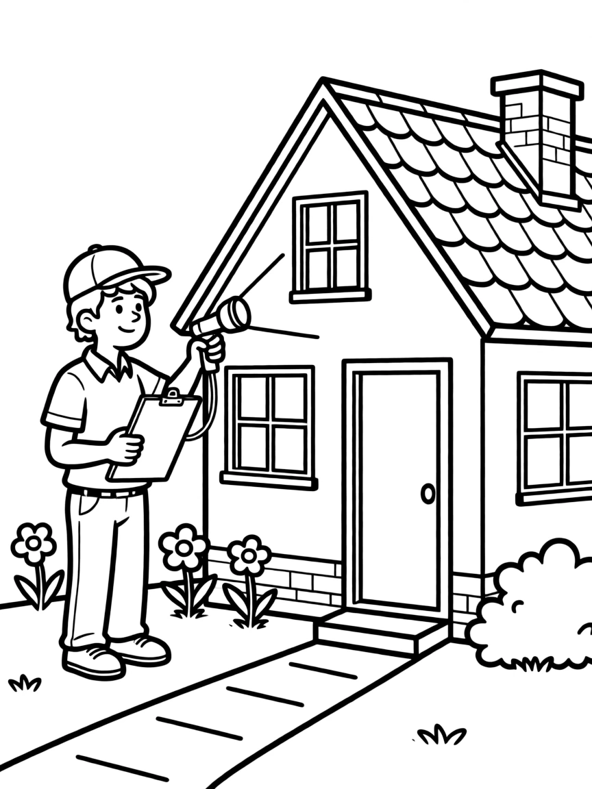 A home inspector checking a house for problems