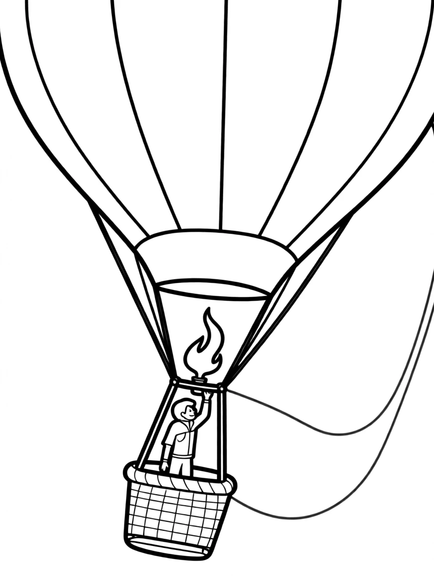 A hot air balloon pilot firing the burners