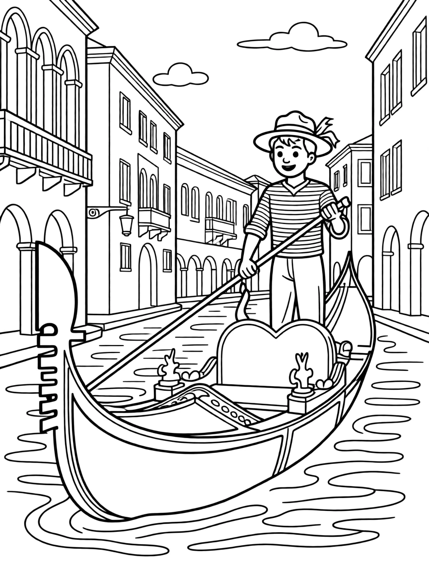 A gondolier steering a gondola through Venice canals