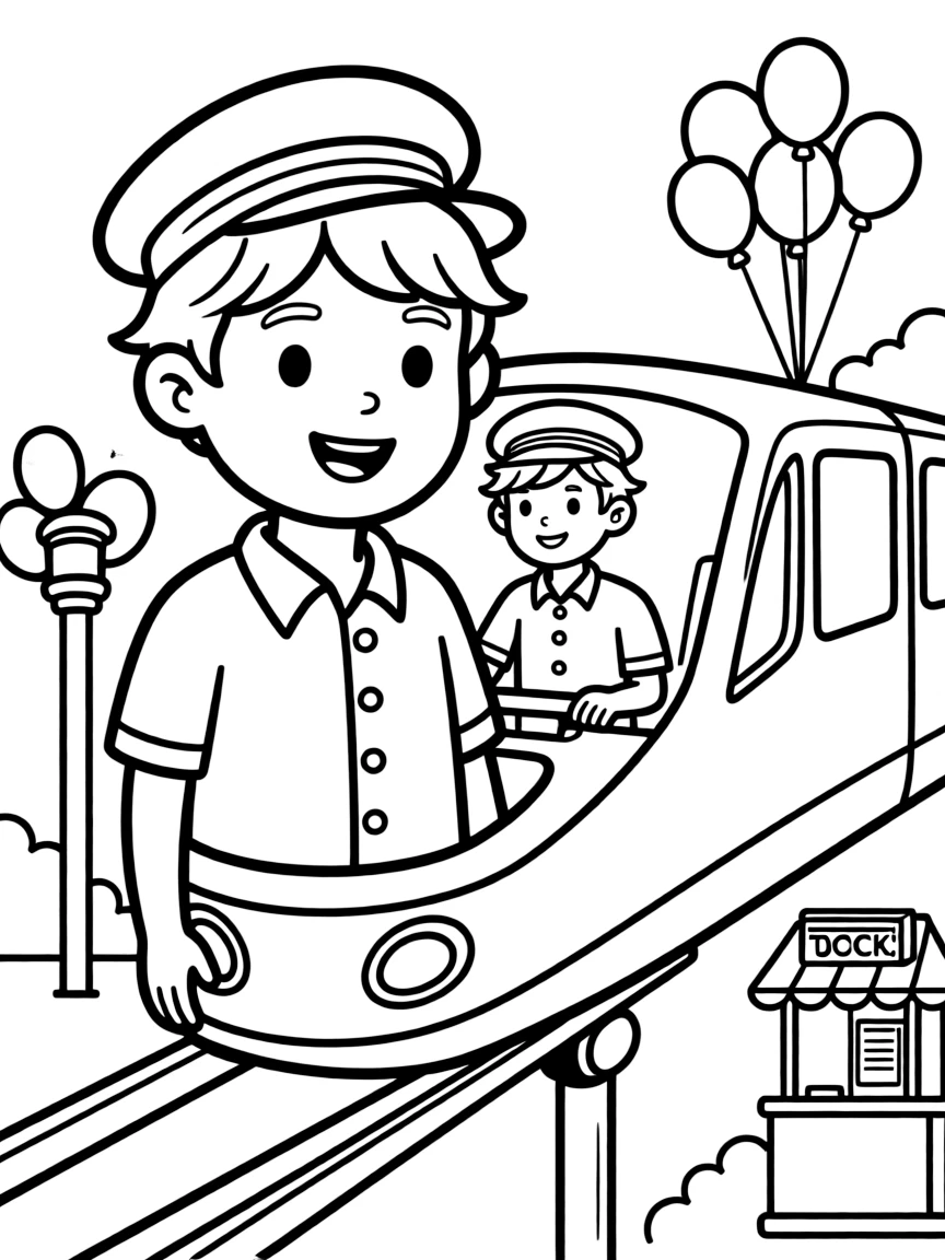 A monorail driver at an amusement park