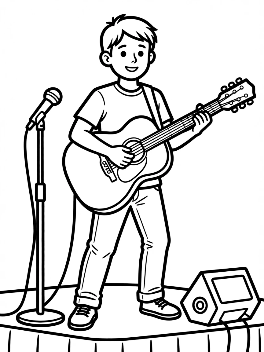 A musician playing a guitar on stage