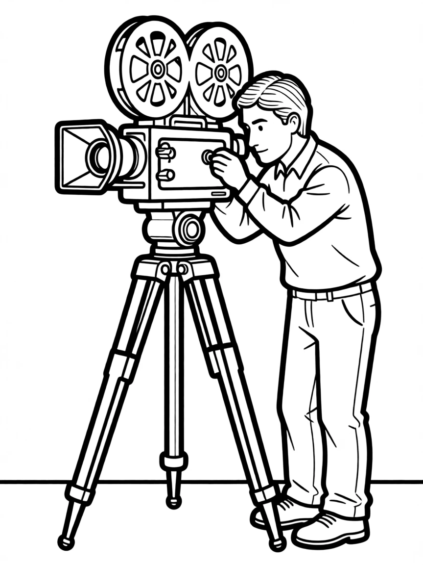 A film director behind a camera