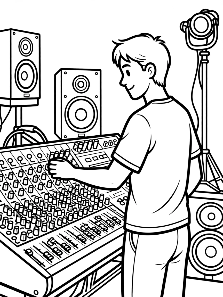 A sound engineer adjusting equipment at a concert