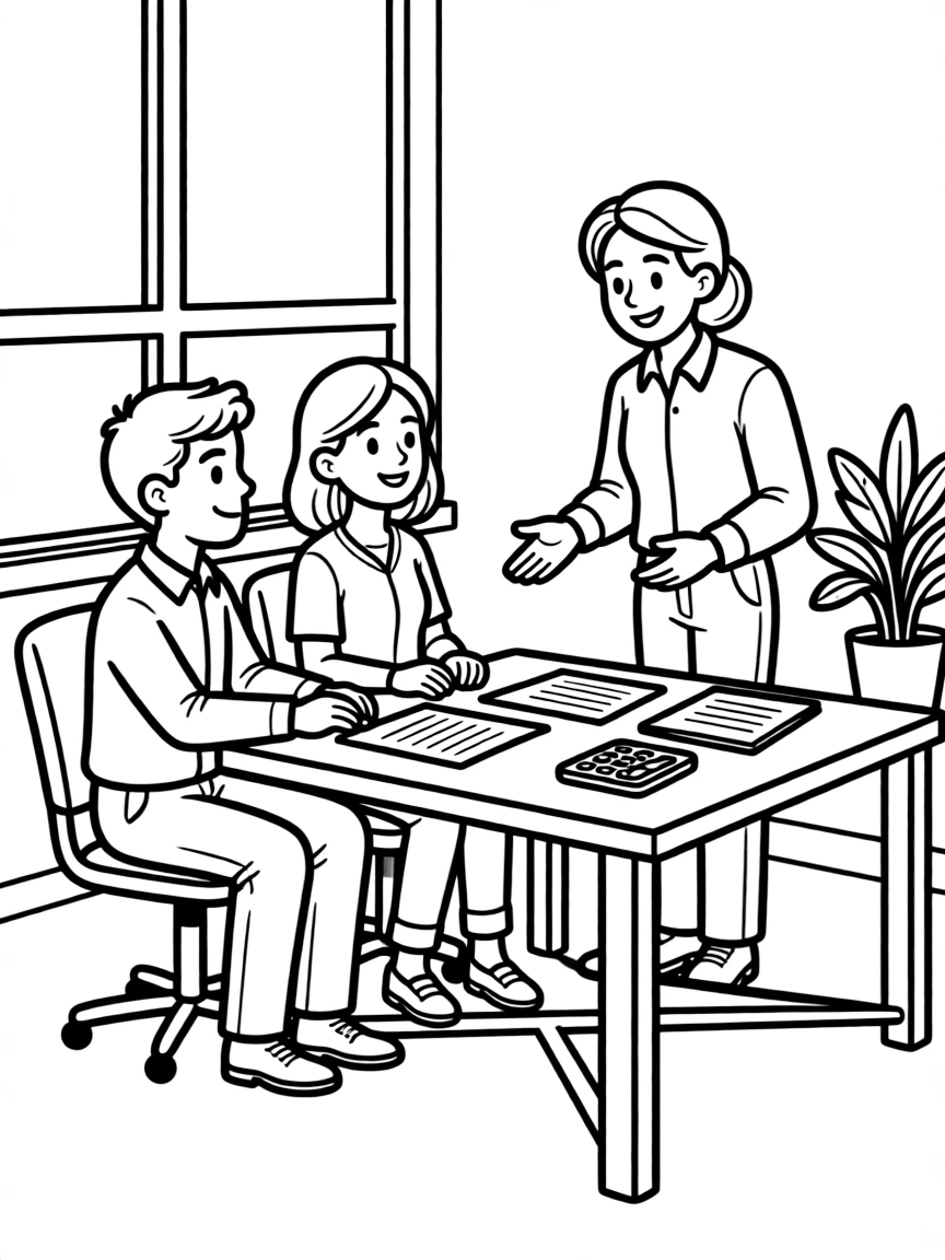 A financial advisor meeting with clients
