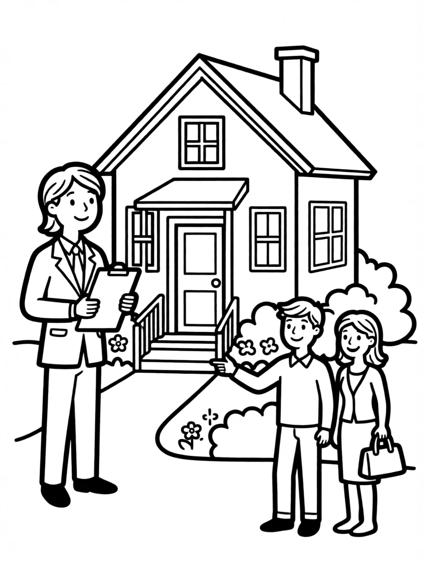 A real estate agent showing a house to buyers