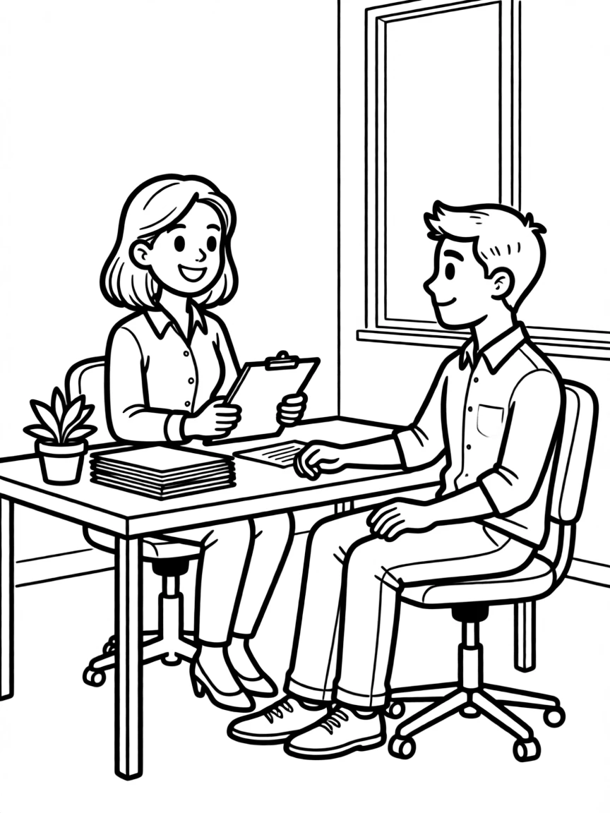 A human resources manager interviewing a job candidate