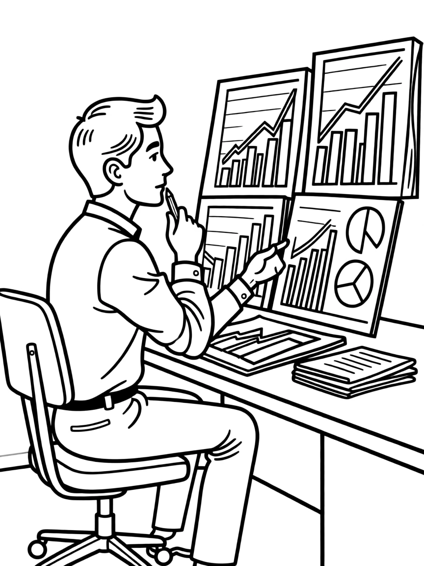 An economist analyzing data charts