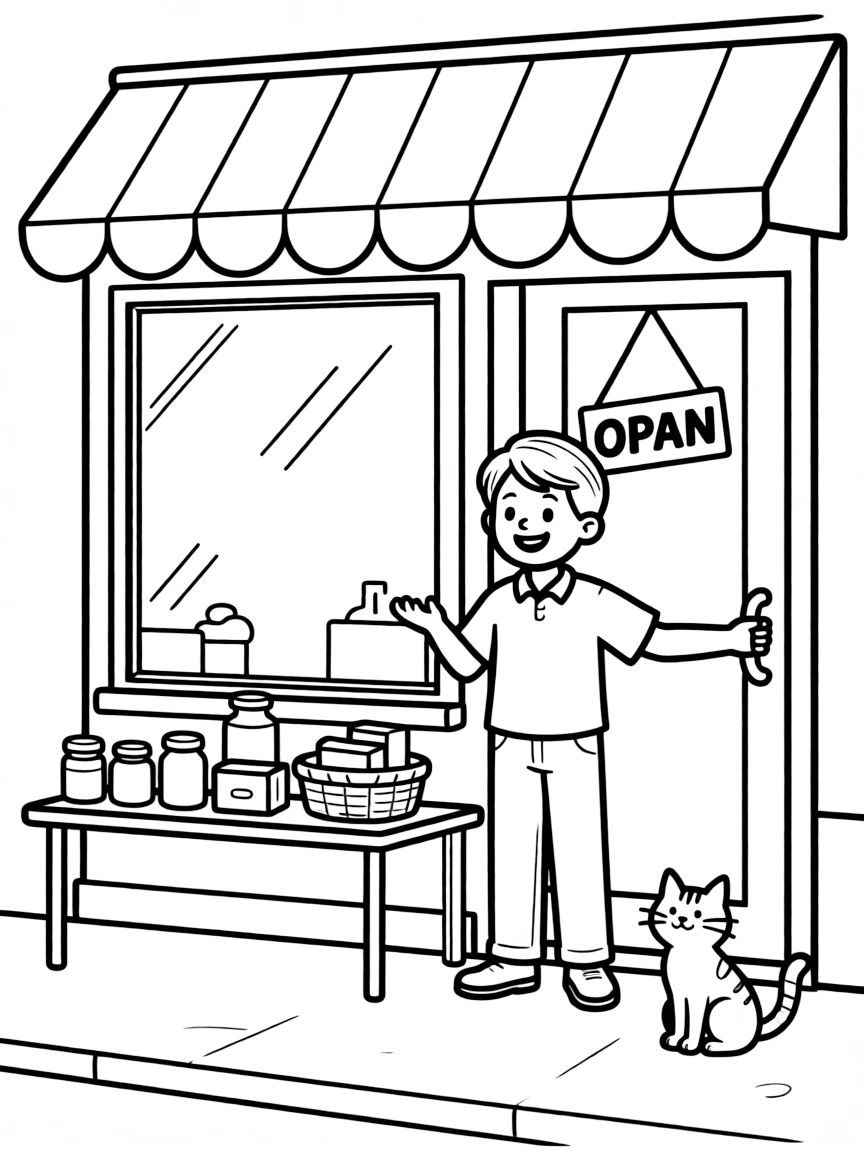 A small business owner opening their shop