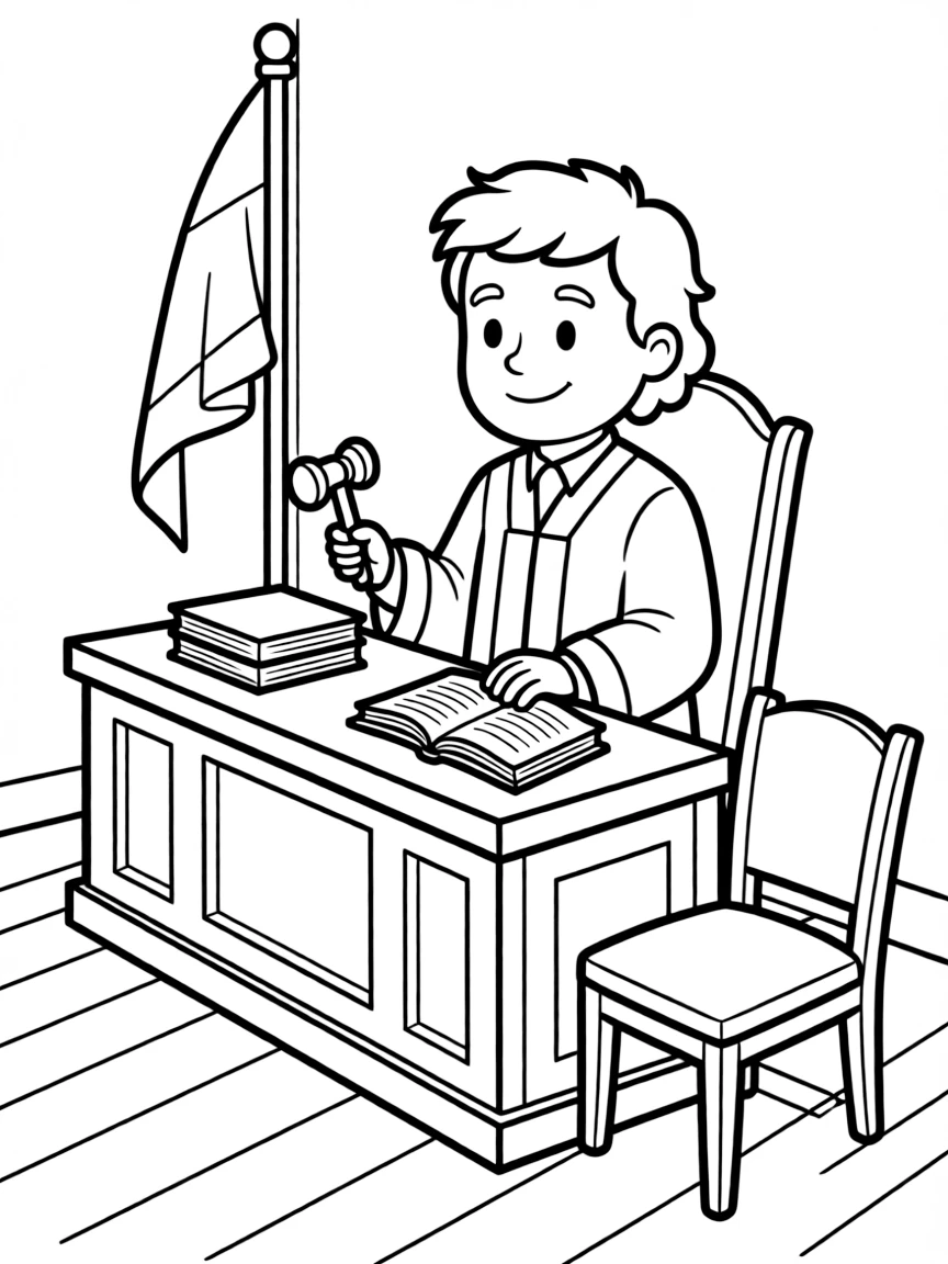 A judge presiding over a courtroom