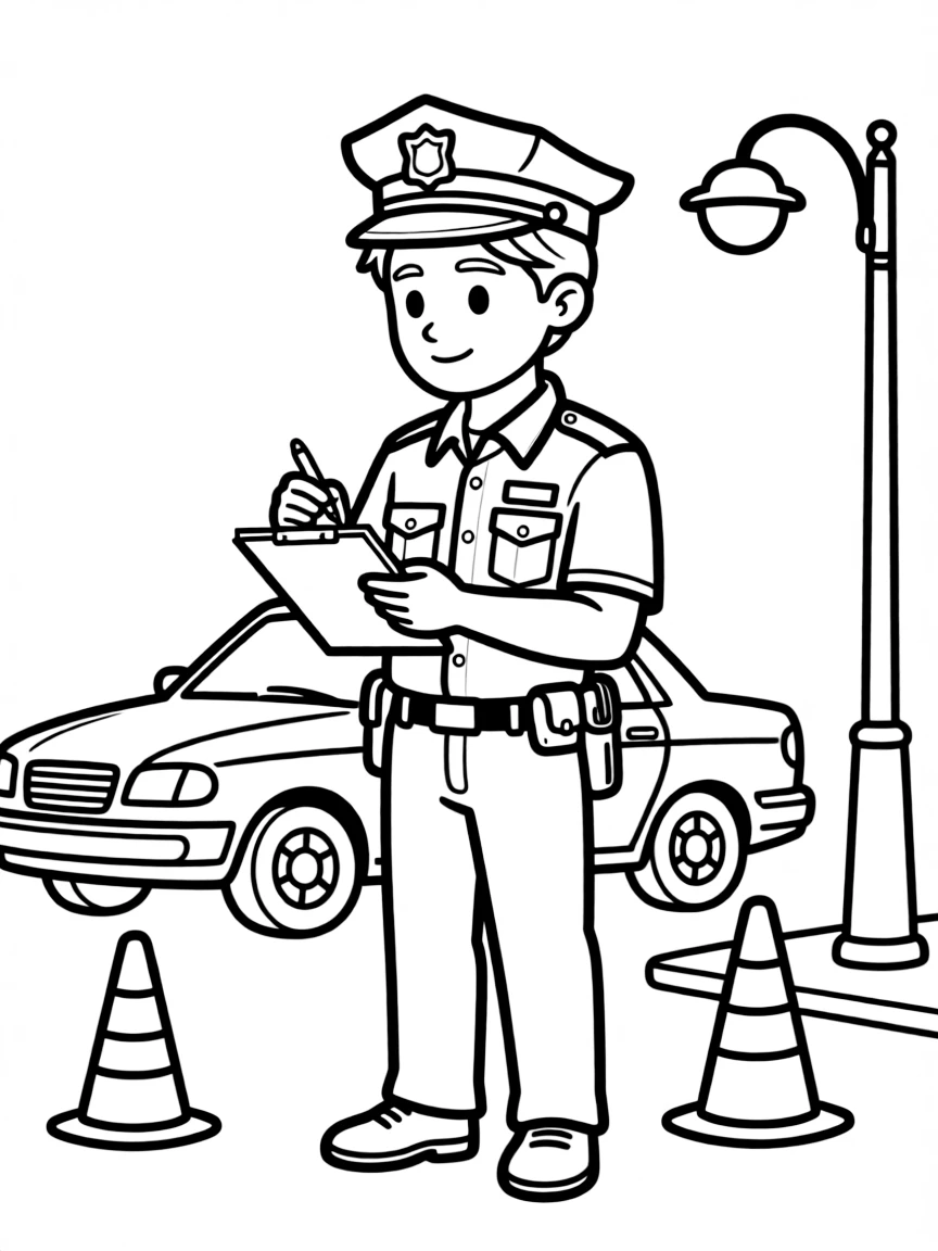 A police officer taking notes at a scene