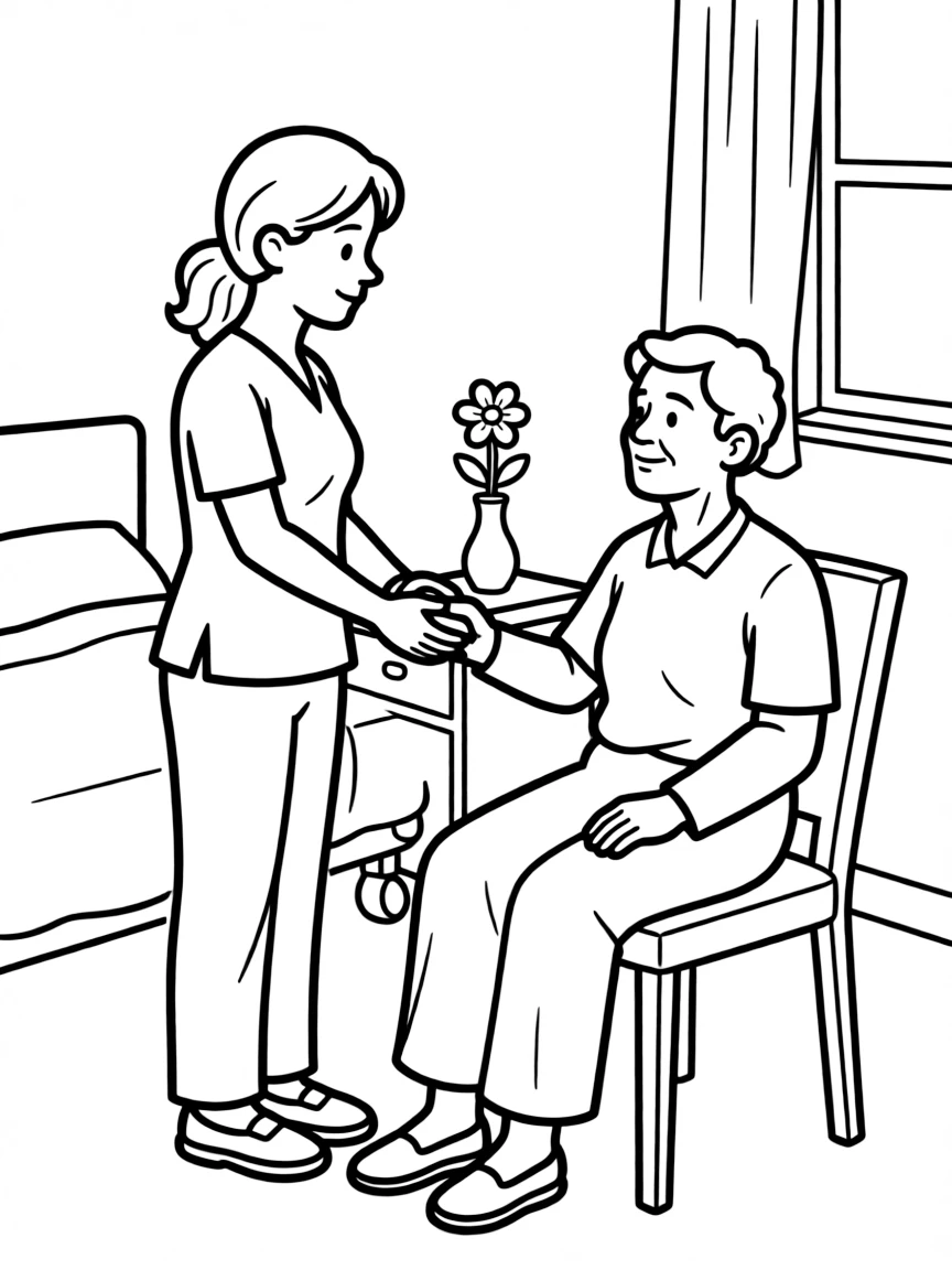 A hospice nurse comforting a patient