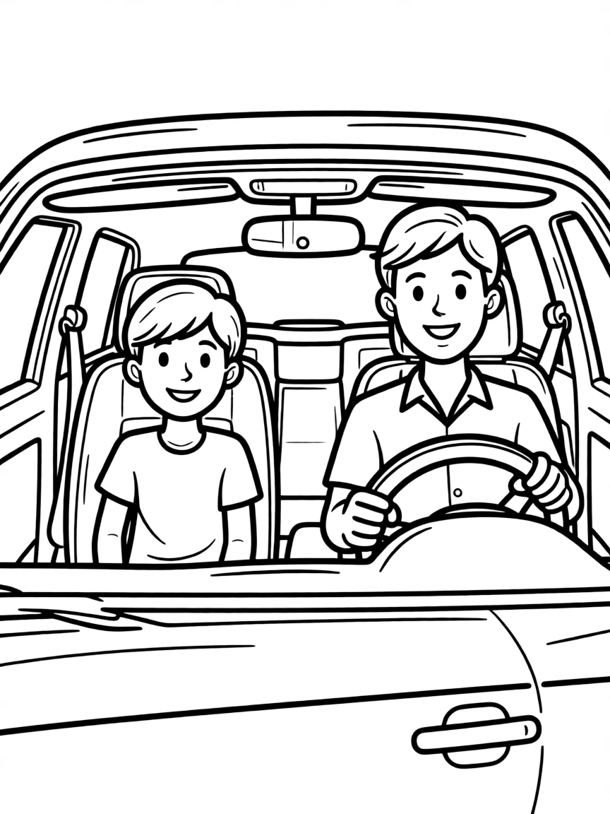 A driver's education teacher in a car with a student