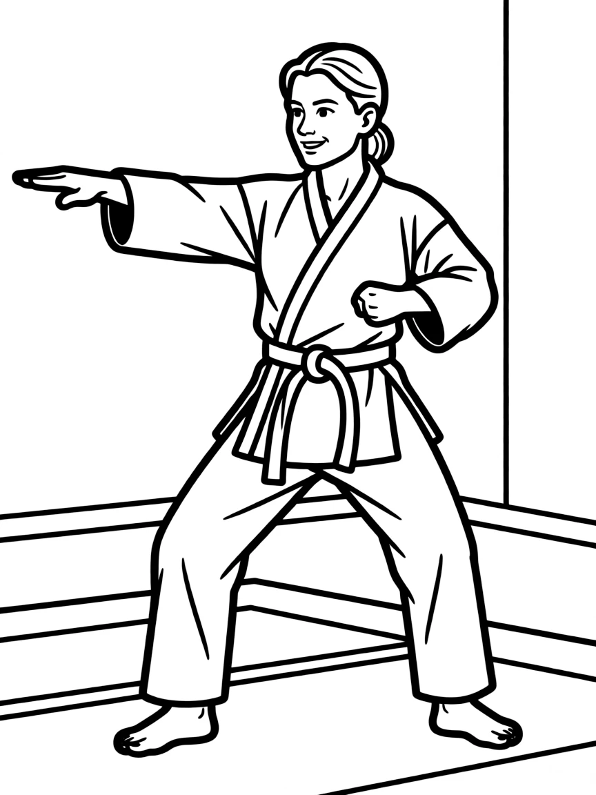 A martial arts instructor demonstrating a technique