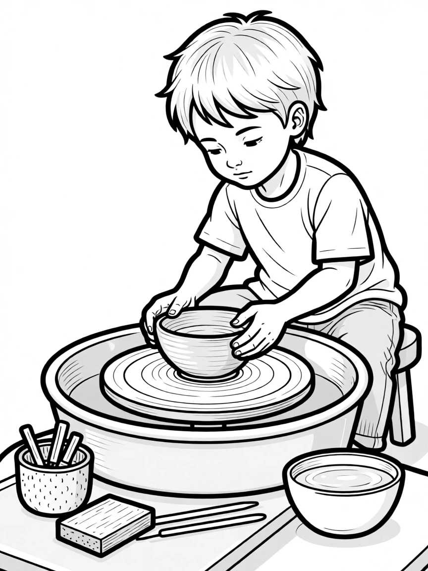 A potter shaping clay on a pottery wheel