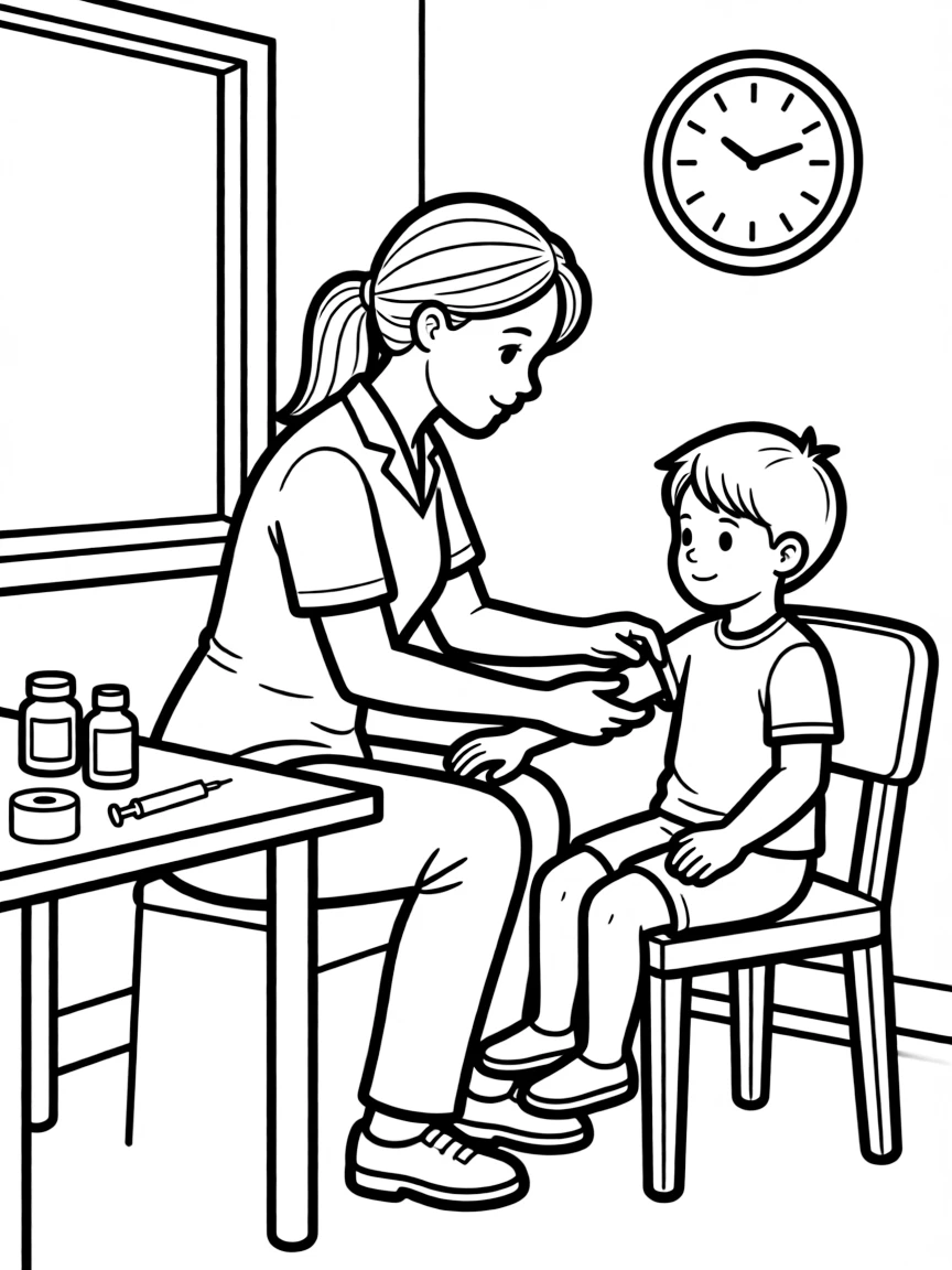 A public health nurse giving vaccinations at a clinic
