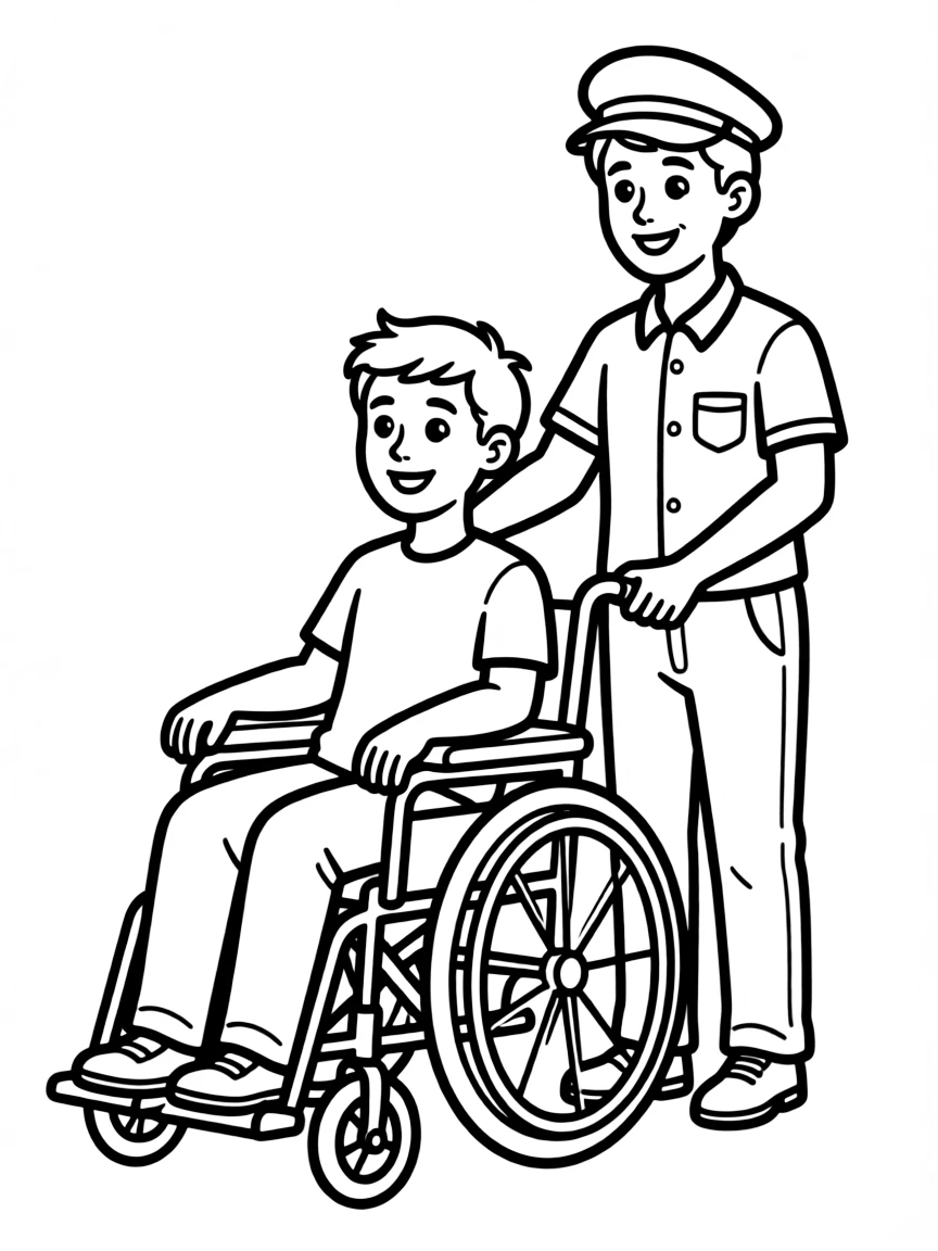 A public transit driver helping a passenger in a wheelchair