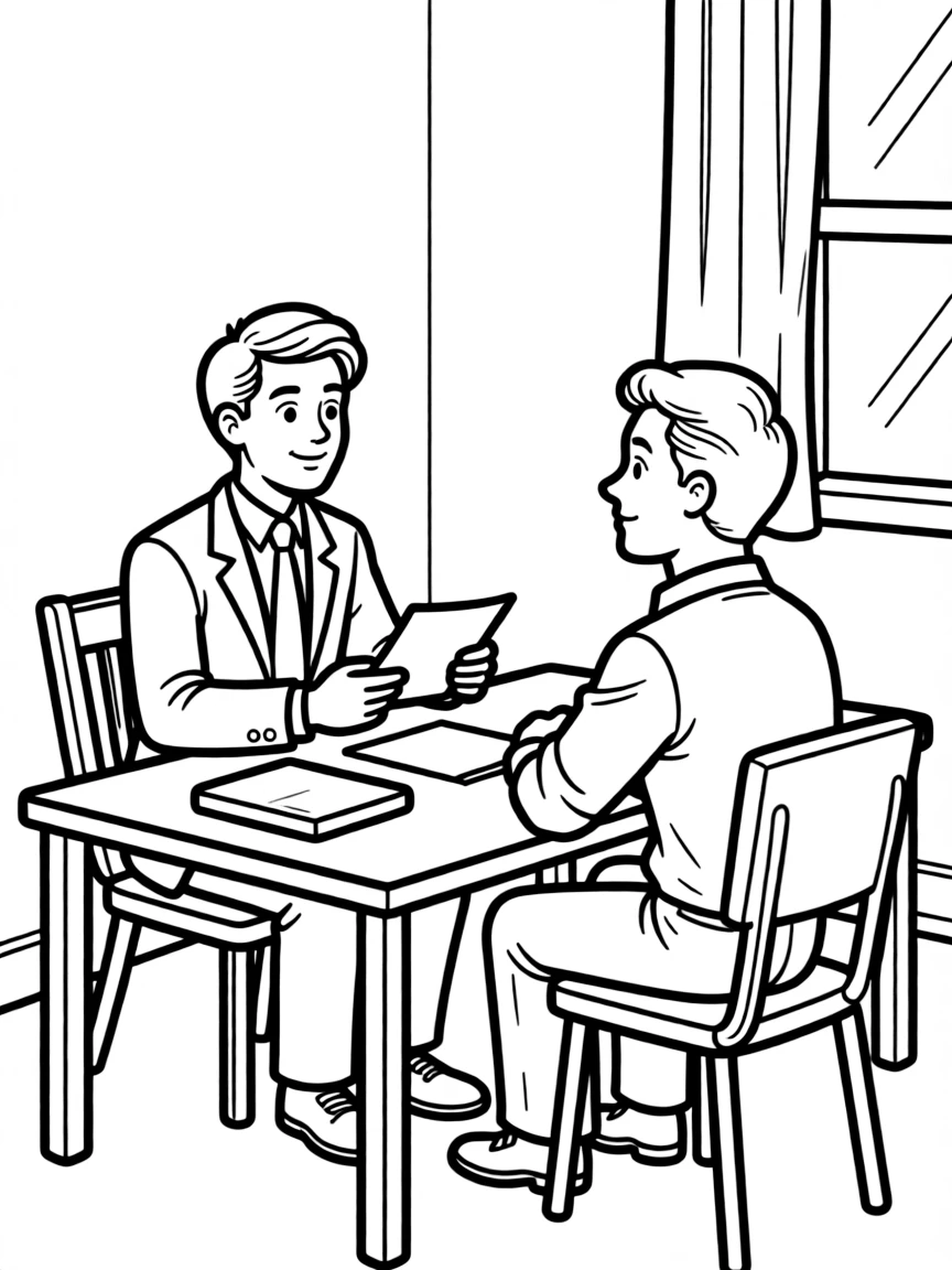 A public defender consulting with a client