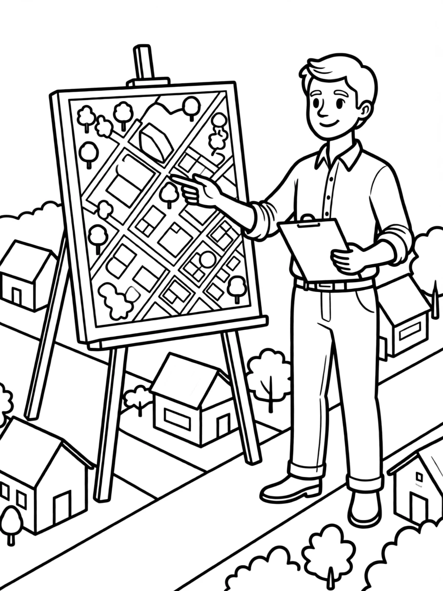 A city planner presenting neighborhood improvement plans