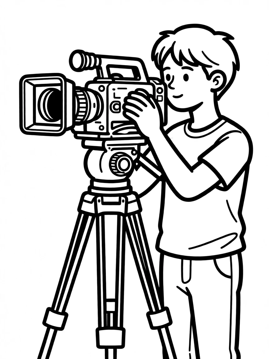 A television camera operator filming a scene