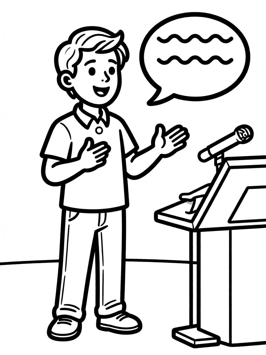 A sign language interpreter translating a speech