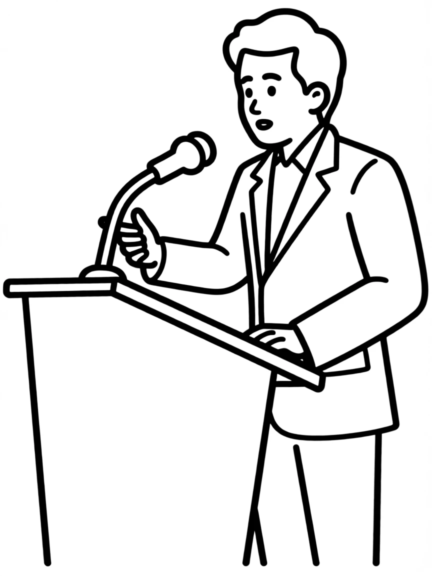 A press secretary speaking at a podium