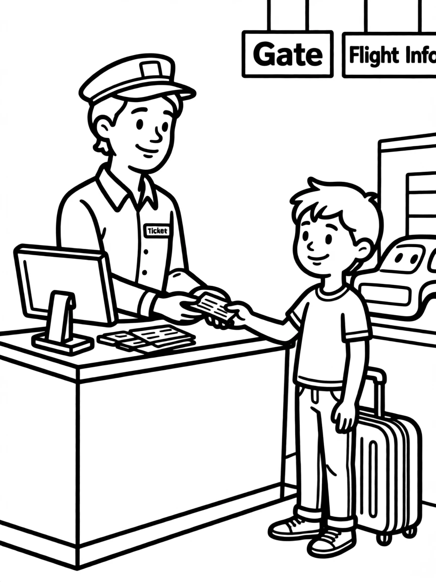 A ticket agent checking boarding passes at an airport
