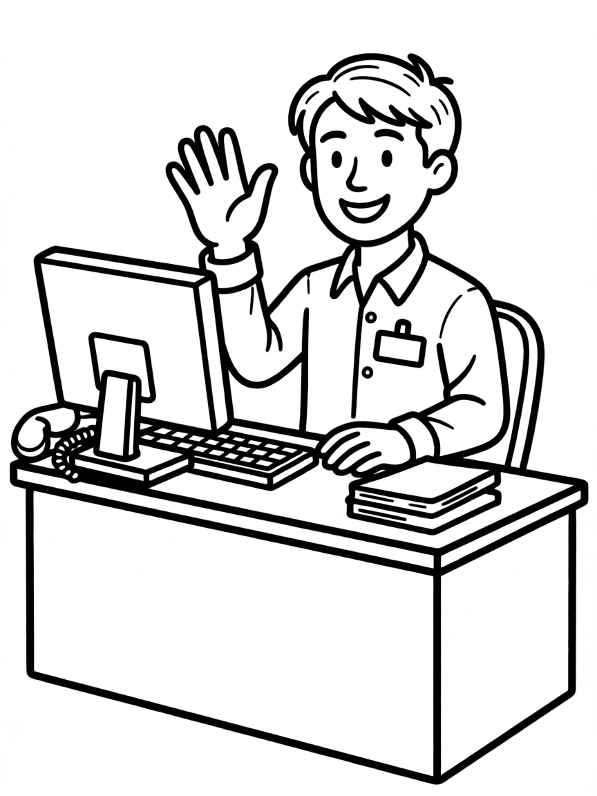 A customer service representative at a help desk