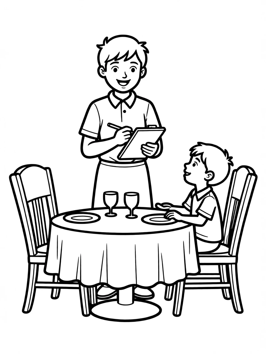 A waitstaff taking an order at a restaurant table