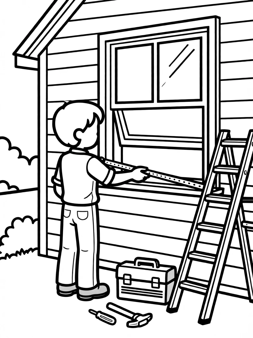A window installer measuring for new windows