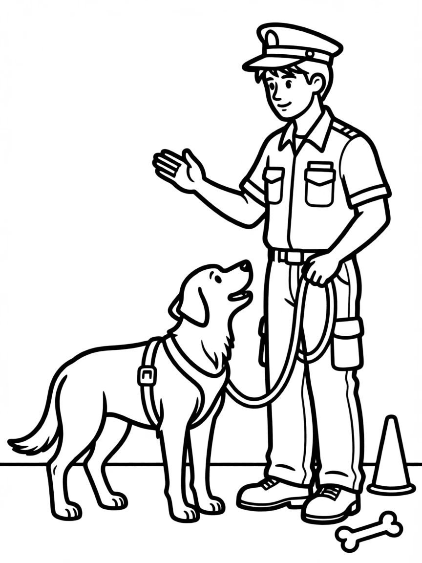 A military dog handler training a service dog