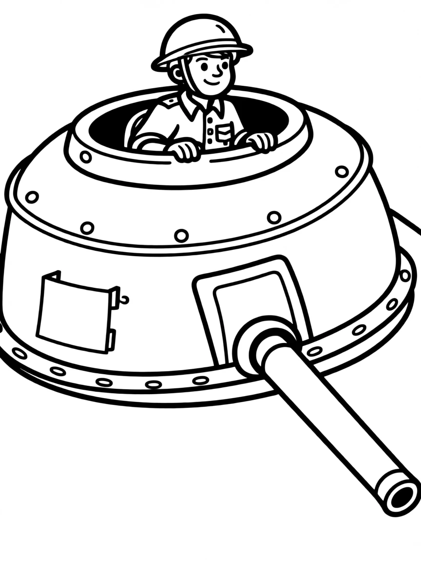 A tank operator inside a tank turret
