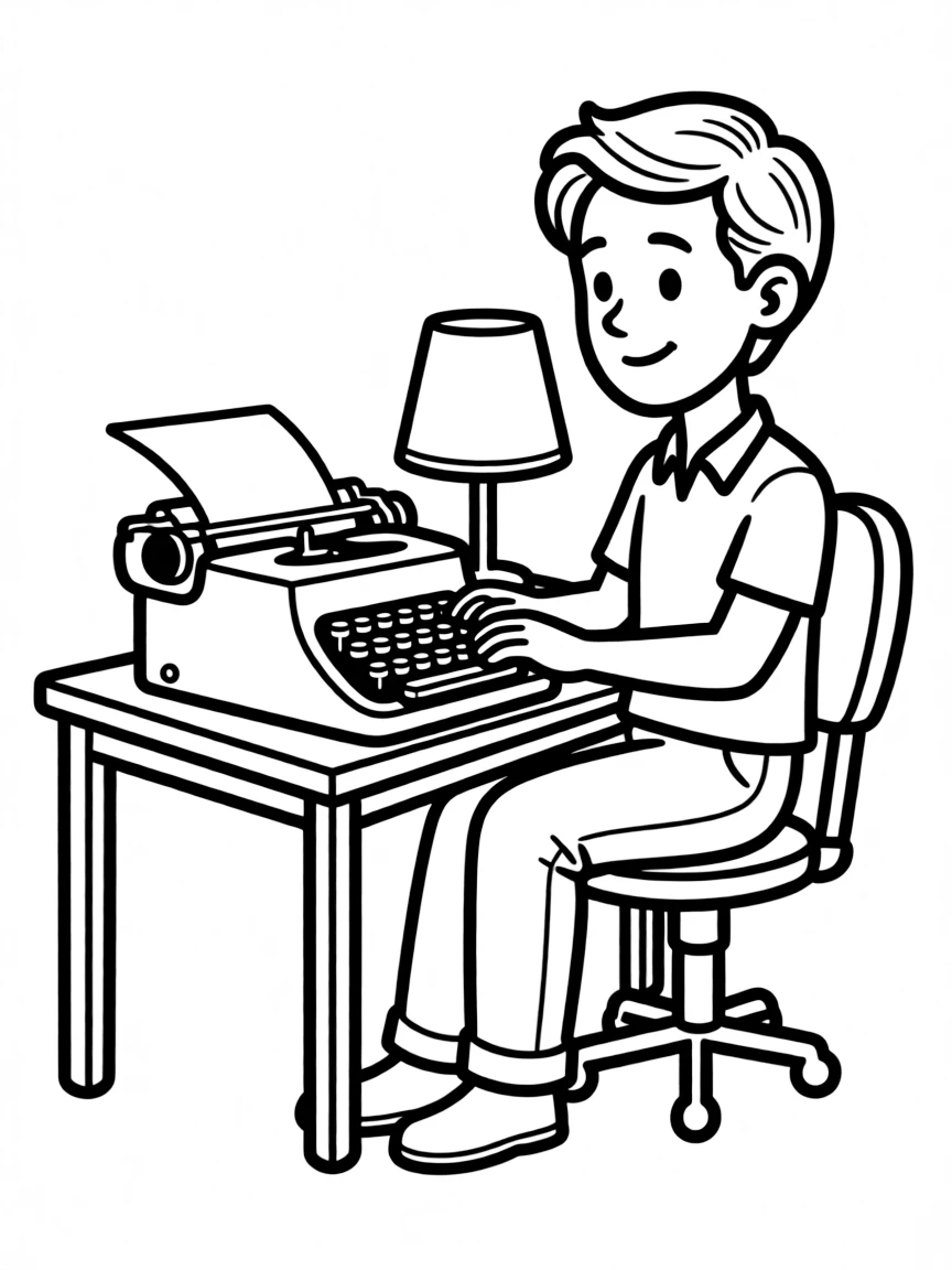 A typist working at a typewriter