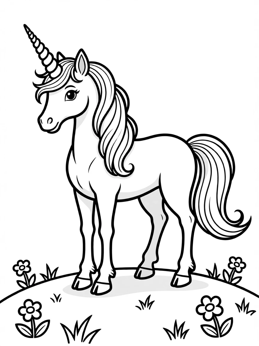 Majestic unicorn standing on a hilltop