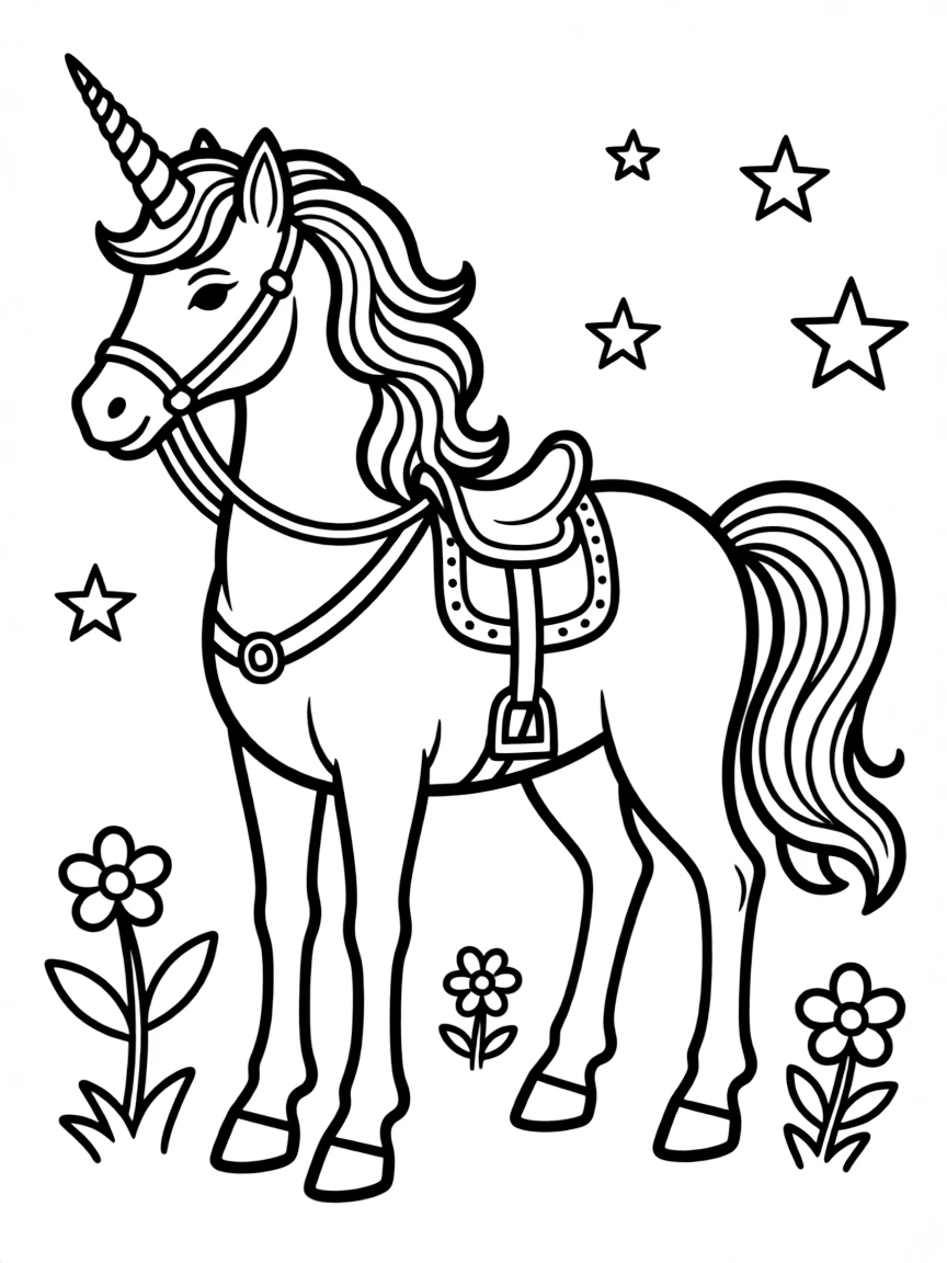 Unicorn with a flowing mane and tail