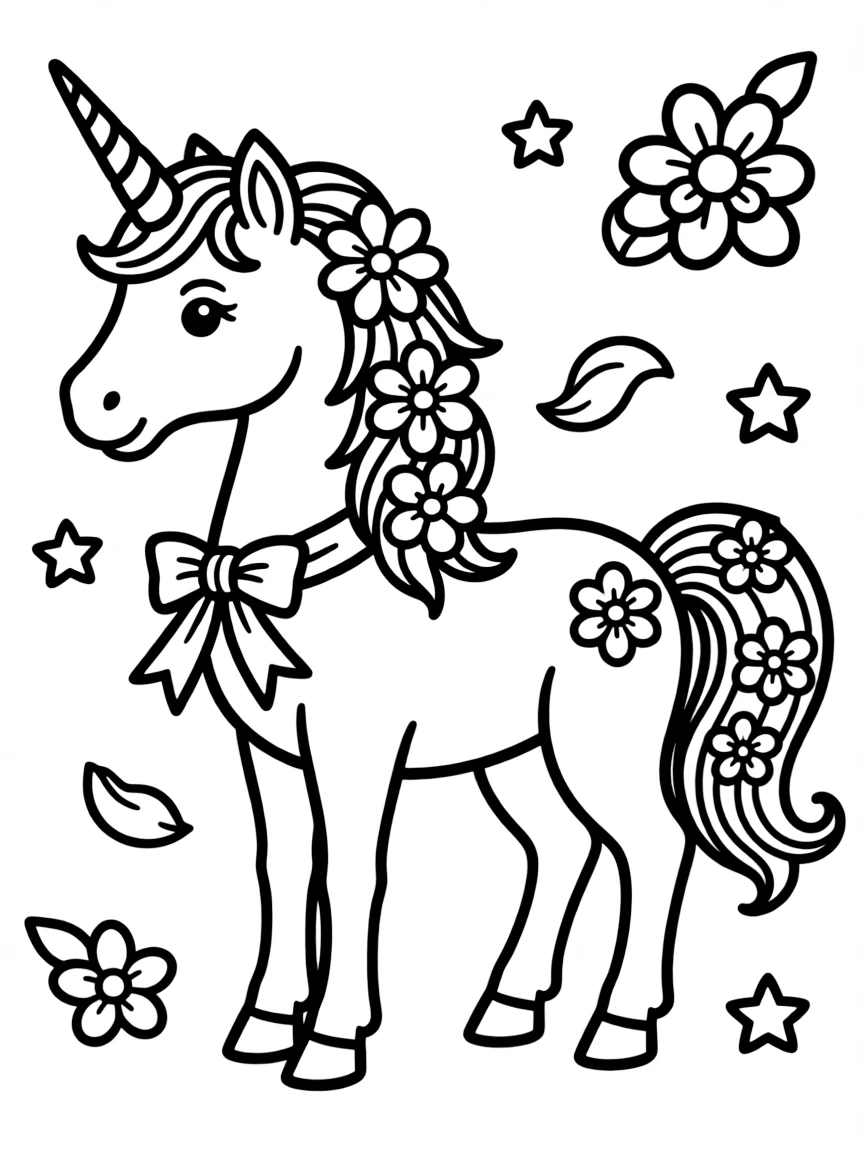 Unicorn with flowers in its mane