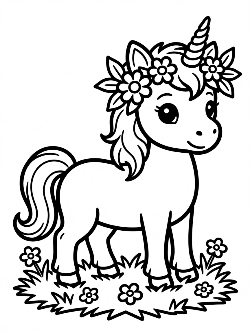 Baby unicorn with a flower crown